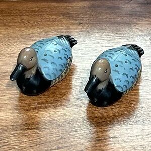 Vintage Duck Salt & Pepper Set - Hard Plastic with stoppers